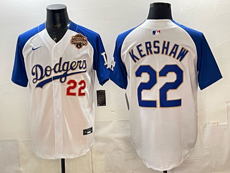 Men Los Angeles Dodgers #22 Kershaw White blue Game 2026 Nike MLB Jersey style 0065